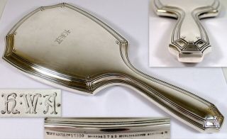 Tiffany & Co Antique Art Deco Era Sterling Silver Vanity Large Hand Held Mirror