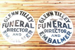 Antique Glenn Tilley Funeral Director & Embalmer Reversed Painted Sign Glass 2
