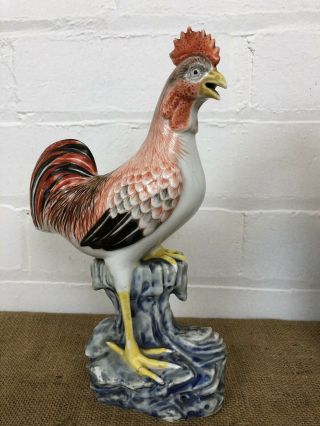 Fine Pair Chinese / Japanese Export - ware Standing Rooster Cocks Hens 3