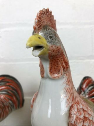 Fine Pair Chinese / Japanese Export - ware Standing Rooster Cocks Hens 5