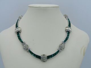 Antique Boucher Art Deco Emerald Green Rhinestone Necklace