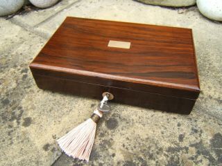 Lovely 19c Antique Victorian Rosewood Document/jewellery Box - Fab Interior
