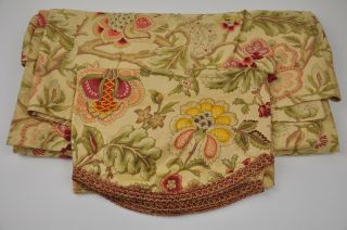 Waverly 2 Curtains,  Valance Floral Red Imperial Dress Gold 75 " X 16 " Antique