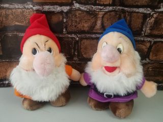 Vintage Snow White And The Seven Dwarfs Plush Grumpy And Sneezy Stuffed Animals