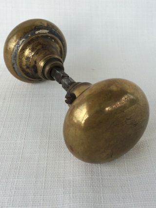Antique 2 - 1/4” Diameter Brass Plain Round Door Knob W/ 1/4 