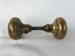 Antique 2 - 1/4” Diameter Brass Plain Round Door Knob W/ 1/4 