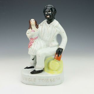 Antique Staffordshire Pottery - Uncle Tom & Eva - Black Man & Child Figure