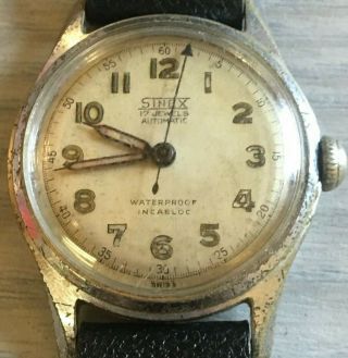 Vintage Sinex 17 Jewels Automatic Incabloc Waterproof Swiss Watch (d2)