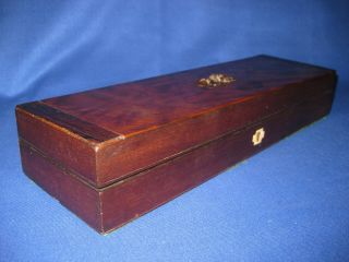 Antique 19th Century Cartouche Carved Mahogany Glove Box With Old Paper Marbling 4