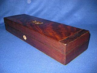 Antique 19th Century Cartouche Carved Mahogany Glove Box With Old Paper Marbling 5
