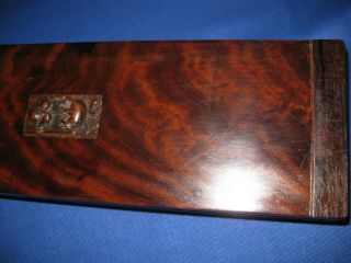 Antique 19th Century Cartouche Carved Mahogany Glove Box With Old Paper Marbling 7