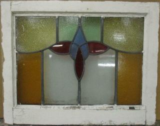 Mid Sized Old English Leaded Stained Glass Window Bordered Abstract 23 " X 18.  25 "