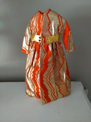 Vintage Barbie - Goldswinger 1494 - Gold & Orange Zig Zag Coat W/ Belt