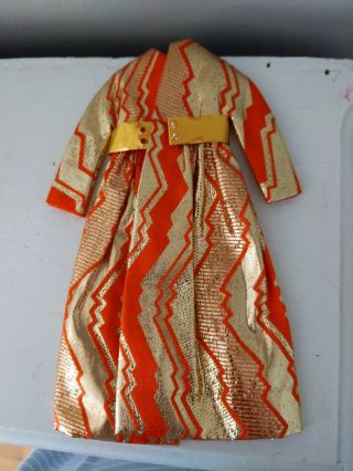 Vintage BARBIE - GOLDSWINGER 1494 - Gold & Orange Zig Zag Coat w/ Belt 4
