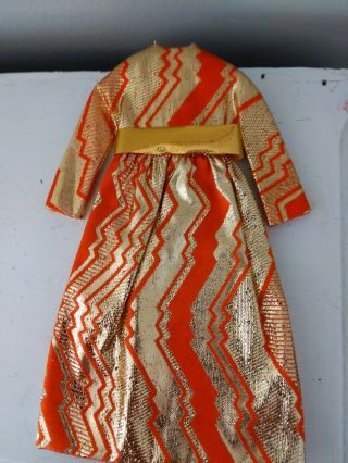 Vintage BARBIE - GOLDSWINGER 1494 - Gold & Orange Zig Zag Coat w/ Belt 5