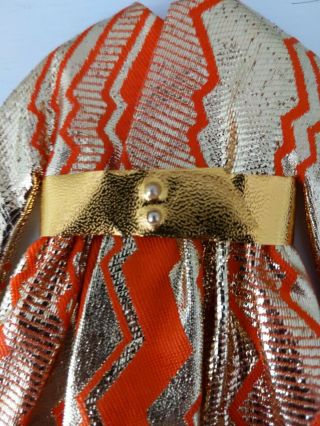 Vintage BARBIE - GOLDSWINGER 1494 - Gold & Orange Zig Zag Coat w/ Belt 6