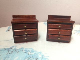 Vintage Wood Wooden Dollhouse Miniature Side Table Dresser Nightstand
