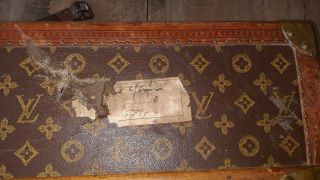 Antique Louis Vuitton Monogram Steamer Trunk w/ Leather Strap & Insert Tray 12