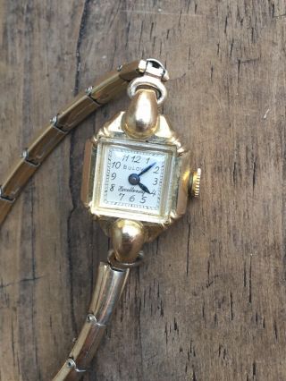 Vintage Bulova Excellency Ladies Wrist Watch 10k Gold Filled Case 12k Gf Band