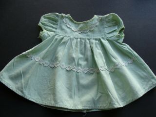 Vnt Green W/embroidered Daisy Trim Doll Dress Fits 16 " Tiny Tears / Dy - Dee