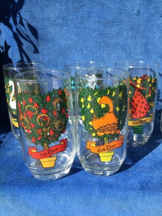Antique Partridge in a Pear Tree 12 Days of Christmas Drinking Beverage Glasses 5