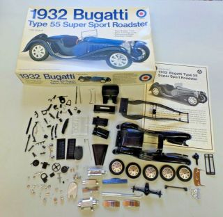 Vintage Entex 1932 Bugatti Type 55 Sport Roadster 1/20 Scale Model Kit