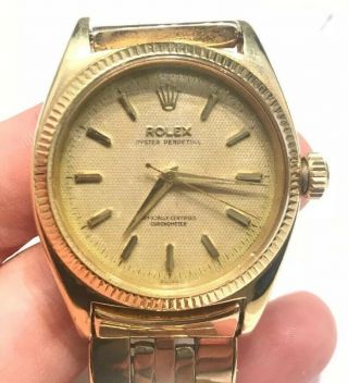 Vintage 1950’s Rolex Oyster Perpetual 18k Solid Gold Mens Swiss Made Watch