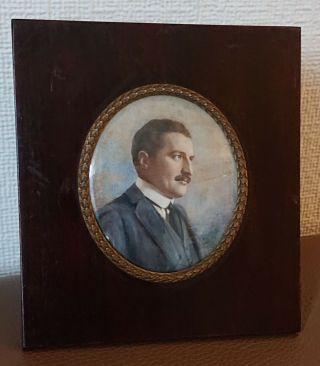 Antique Edwardian Framed Portrait Miniature Of A Gentleman