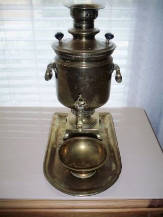 Antique Russian Charcoil Metal Bronze Plated Teapot Samovar Set