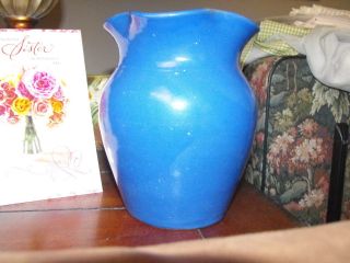 Antique Bybee Kentucky Blue Hand Turned Art Pottery Vase With Crimped Rim Ec Nr