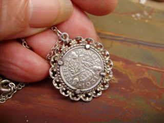 Antique Sterling Silver Coin Pendant,  1931