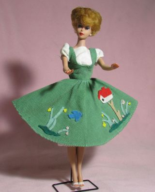 For Vintage Barbie - Ooak Friday Nite Date Jumper In Spring Green - Folk Art