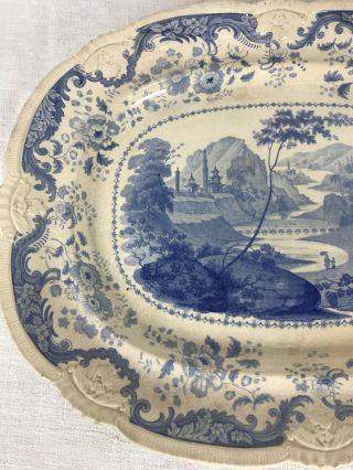 A Large Antique Staffordshire Light Blue Transfer - ware Platter “Davenport” 1820s 2