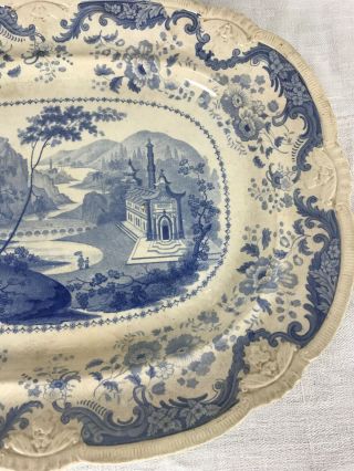 A Large Antique Staffordshire Light Blue Transfer - ware Platter “Davenport” 1820s 4