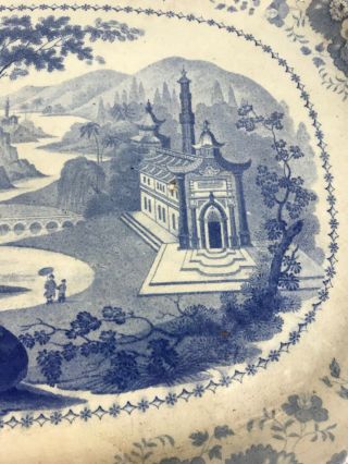 A Large Antique Staffordshire Light Blue Transfer - ware Platter “Davenport” 1820s 5
