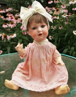 Antique German Bisque Head Baby Doll Armand Marseille 971 Sleep Eyes Mohair Wig