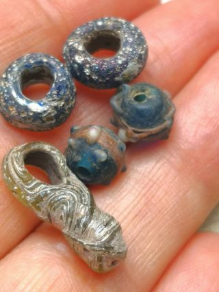 Rare Phoenician Glass Pendant & 5 Beads Historical Jewellery.  Roman Murano