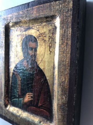 Antique 18 - 19th C Russian Icon Hand Painted Wood Panel 2