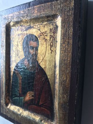 Antique 18 - 19th C Russian Icon Hand Painted Wood Panel 3