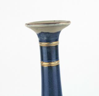 Repaired Antique 30cm DOULTON LAMBETH Slaters Patent Vase Blue Gold 1893 Signed 6