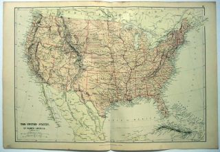 1882 Map Of The United States By Blackie & Son.  Antique.  Usa