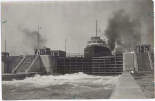 Great Lakes Freighter James A Farrell Sabin Lock 9.  6 X 6.  5 " 1930s Antique Photo