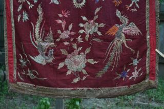 Antique Chinese Embroidery / Embroidered Textile / Fabric Panel / Table Skirt 3