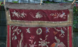 Antique Chinese Embroidery / Embroidered Textile / Fabric Panel / Table Skirt 4