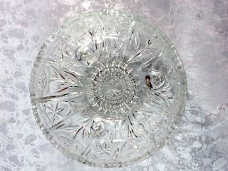 Large vintage/ Antique Footed Crystal Bowl in Cut/ Pressed Glass & Sawtooth Edge 4
