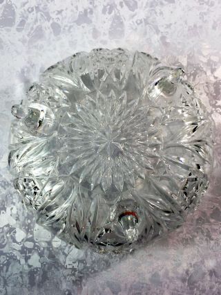 Large vintage/ Antique Footed Crystal Bowl in Cut/ Pressed Glass & Sawtooth Edge 6