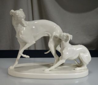 Nymphenburg Porcelain Greyhound Whippet Dog Figurine Group - 57260