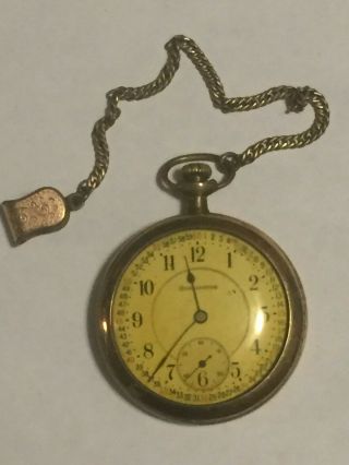 Antique Vintage Burlington Gold Filled Pocket Watch 21j W/ Fob
