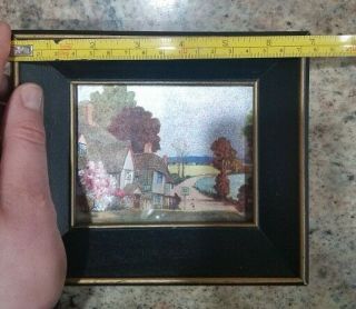 Vintage Small wood framed photo summer scenery homes flowers trees people 5