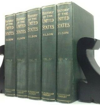 1905 History Of The United States Of America Elson Old Green 5 Vol Antique Set